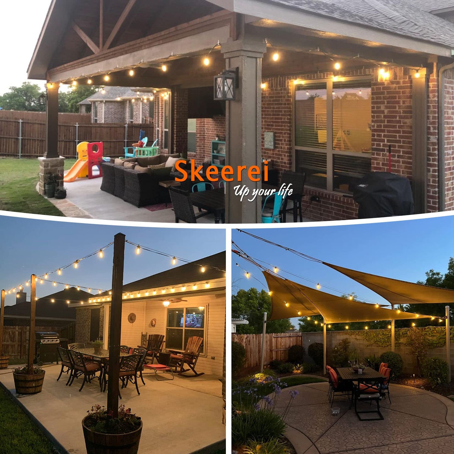 200FT String Lights for Outside LED Patio Lights Outdoor Waterproof with 63 Shatteproof Edison Lights Outdoor String Lights 2200K Outdoor Lights for Patio Gazebo Pergola Café