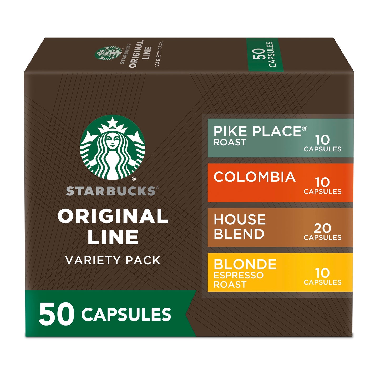 Starbucks by Nespresso Original Line Variety Pack Coffee, 50-count Espresso Pods