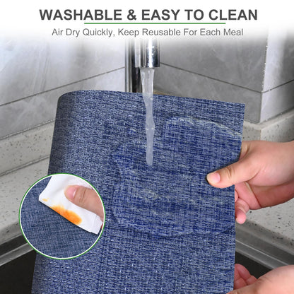 Set of 6 Placemats – Washable Woven Vinyl Table Mats for Dining, Kitchen, Indoor/Outdoor Use
