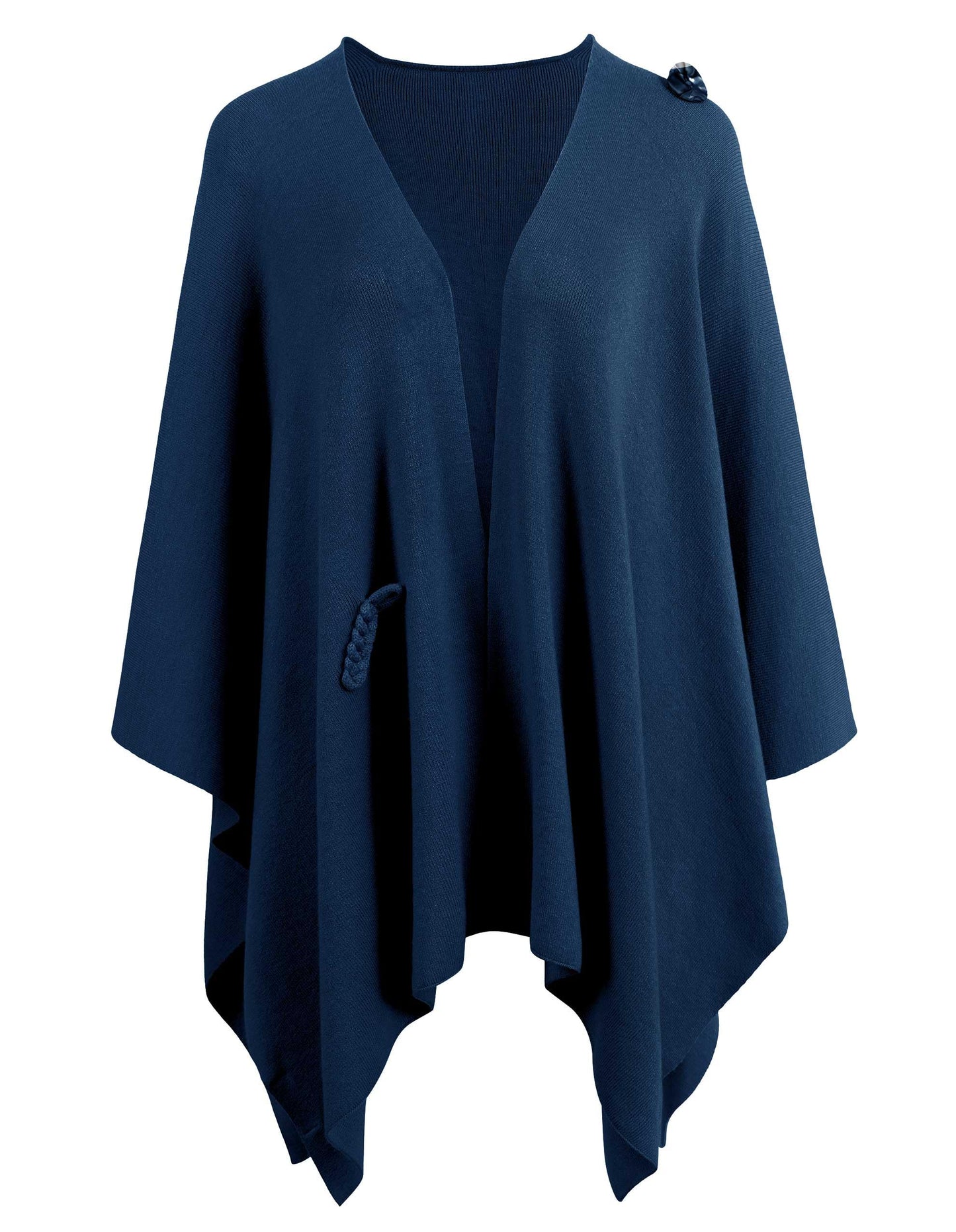 PULI Femmes Grand Poncho Croisé Sur Le Devant Pull Enveloppant Topper Tricoté Élégant Châles Cape pour l'Automne Hiver