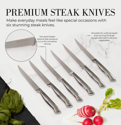 Copper Knife Set with Block - 14 PC Self Sharpening Knife Block Set