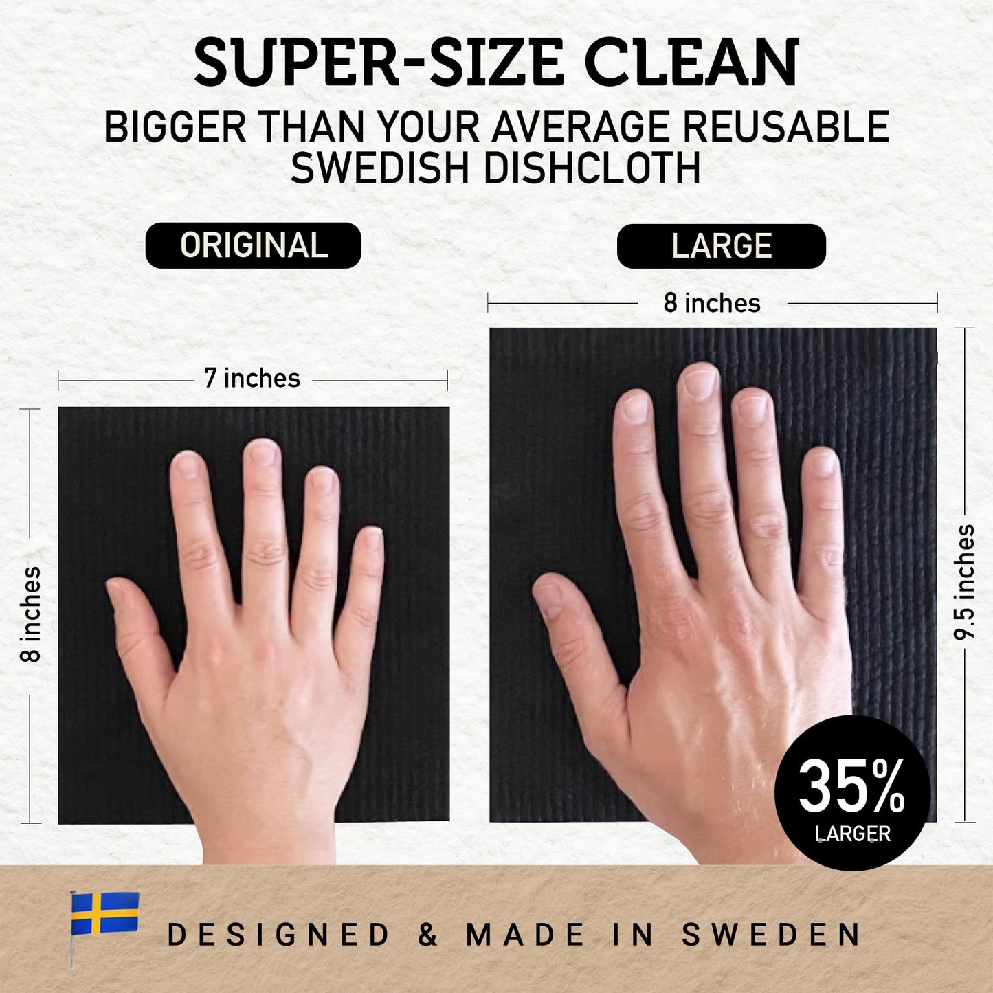 Nordhus Design Swedish Dishcloths for Kitchen, 10 Cloths, Made in Sweden - Reusable, Washable Cellulose Cotton Kitchen Cloths - Replace Paper Towels, Wipes, Sponges, Dish Rags