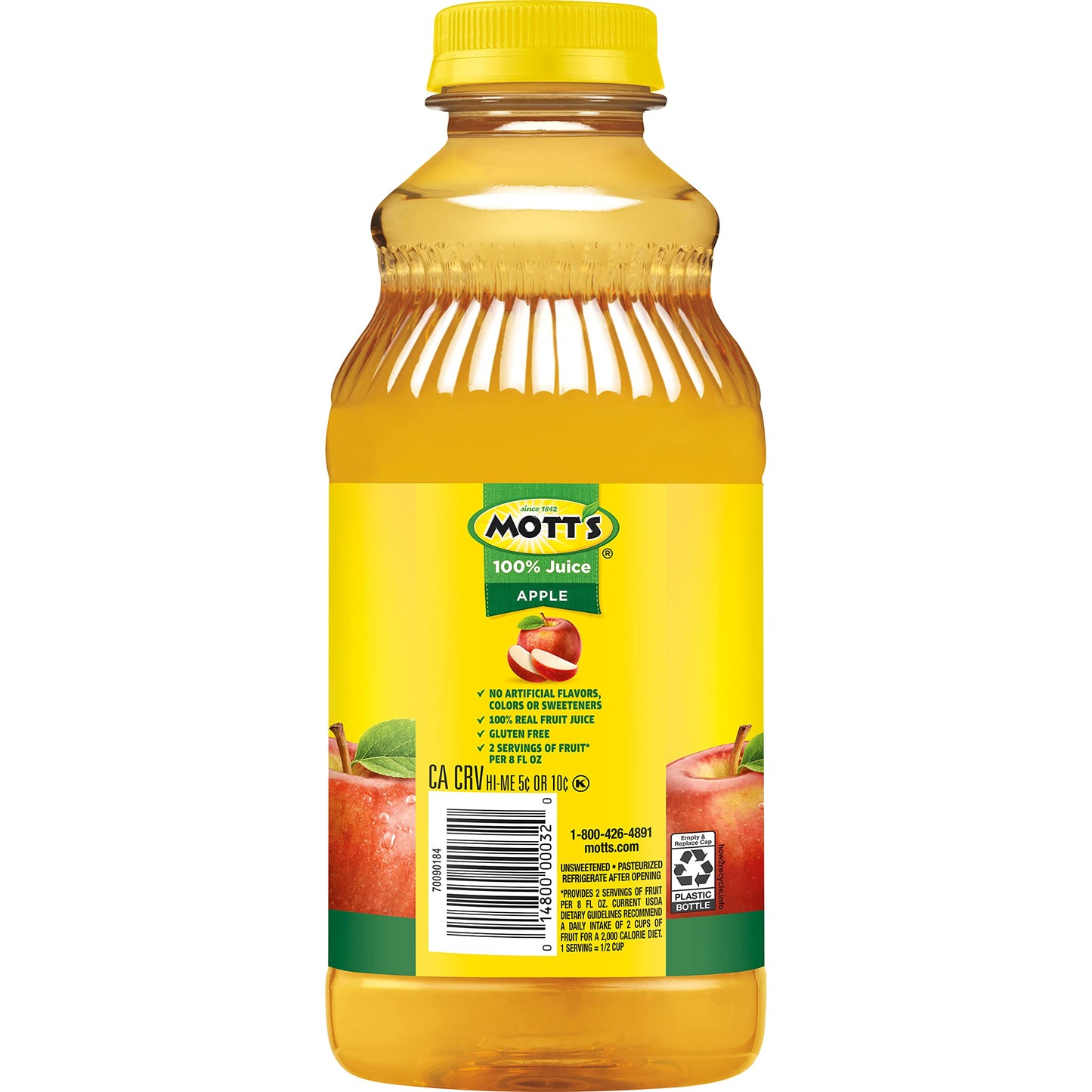 Mott's 100 % Original Apfelsaft, 8-fl-oz-Flaschen, 24 Stück (4 Packungen mit 6 Stück), 2 Portionen Obst, 100 % Fruchtsaft, glutenfrei, koffeinfrei, koscher, enthält keine künstlichen Farbstoffe oder Süßstoffe 