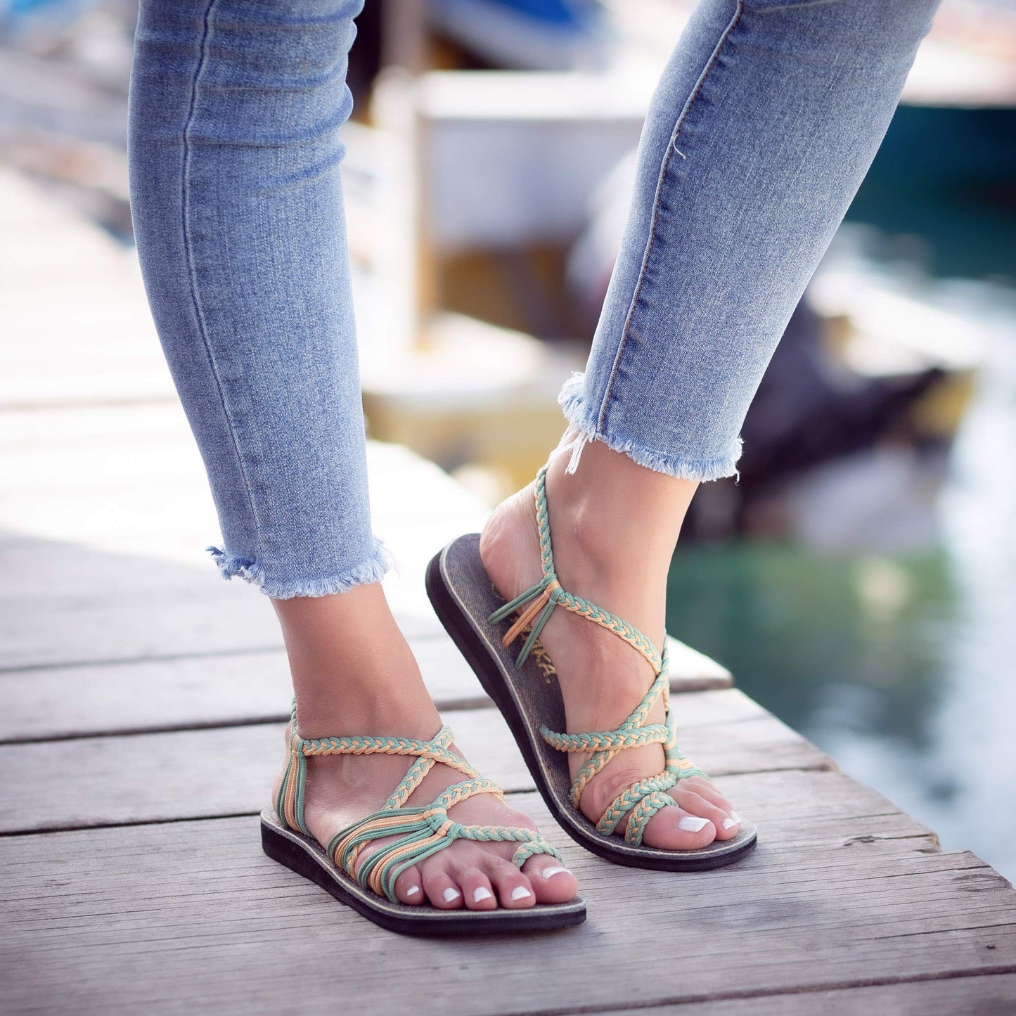 Plaka Flat Sandals for Women Palm Leaf