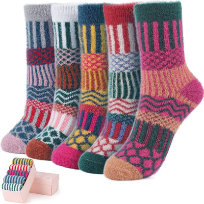 5 Pairs Fuzzy Soft Cozy Comfortable Socks for Women, Casual Sleep Comfy Socks, Perfect Warm Winter Gifts for Women