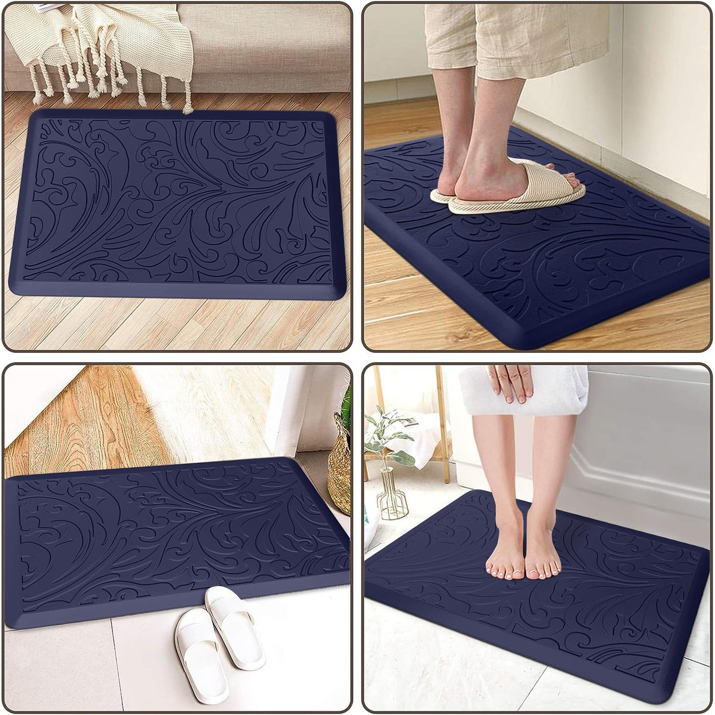 KMAT Tapis de cuisine rembourré anti-fatigue, imperméable, antidérapant, ergonomique, confortable, pour la maison, le bureau, l'évier, la buanderie, le bureau, 43,9 cm (l) x 71,1 cm (L), gris 