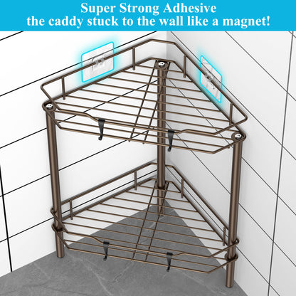 4 Tier Floor Standing Corner Shower Caddy Organizer Shelf with Hooks