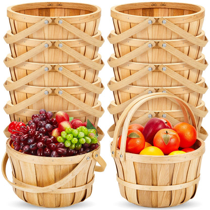 Marsui 16 Pcs 11 x 6.5'' Large Round Wooden Basket