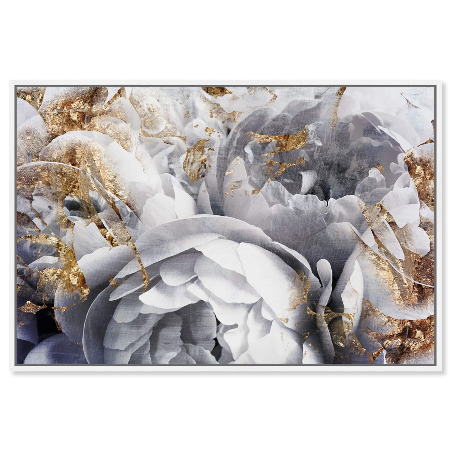 The Oliver Gal Artist Co. Floral and Botanical Wall Art Canvas Prints 'Her Peony Garden' Home Décor, 15" x 10", Gold, White