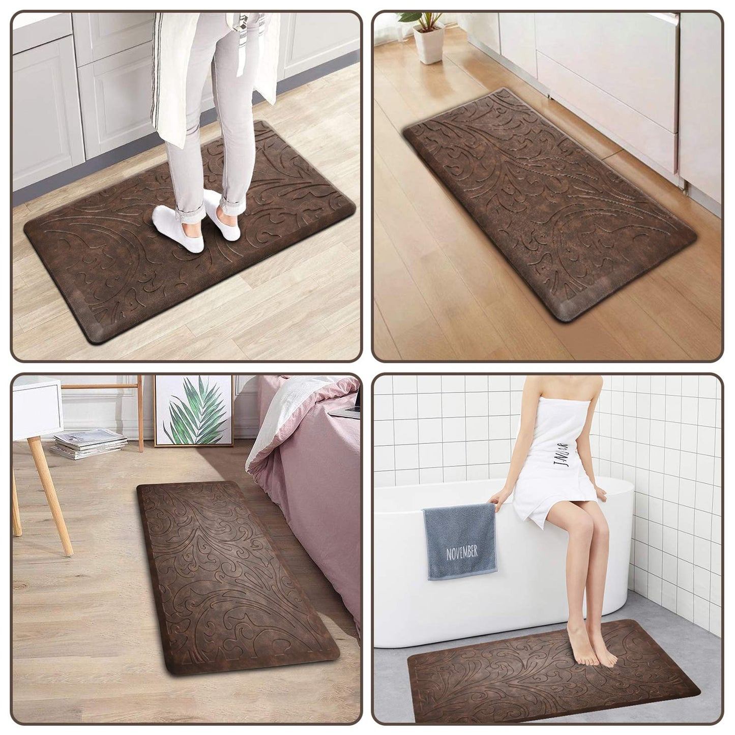 KMAT Tapis de cuisine rembourré anti-fatigue, imperméable, antidérapant, ergonomique, confortable, pour la maison, le bureau, l'évier, la buanderie, le bureau, 43,9 cm (l) x 71,1 cm (L), gris 