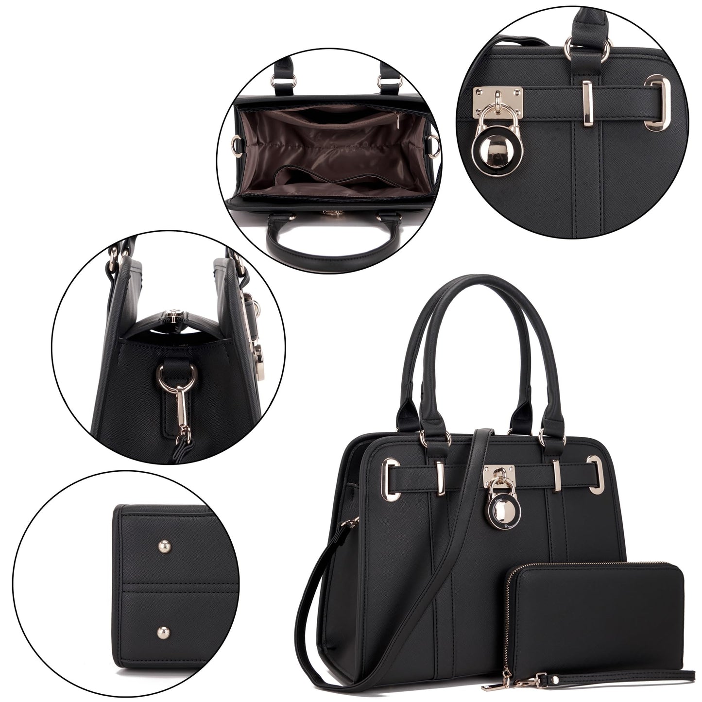 Handtaschen-Sets für Damen, Schultertaschen mit Griff oben, Arbeitstasche, Tragetasche, Geldbörsen-Set mit passender Geldbörse, 2-teilig 