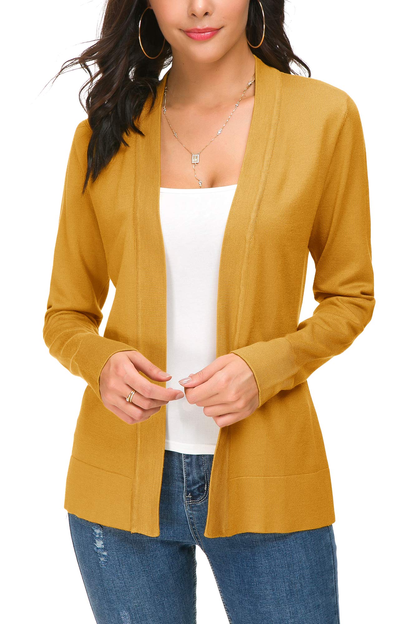 Cardigan en tricot ouvert sur le devant pour femme, manteau à manches longues