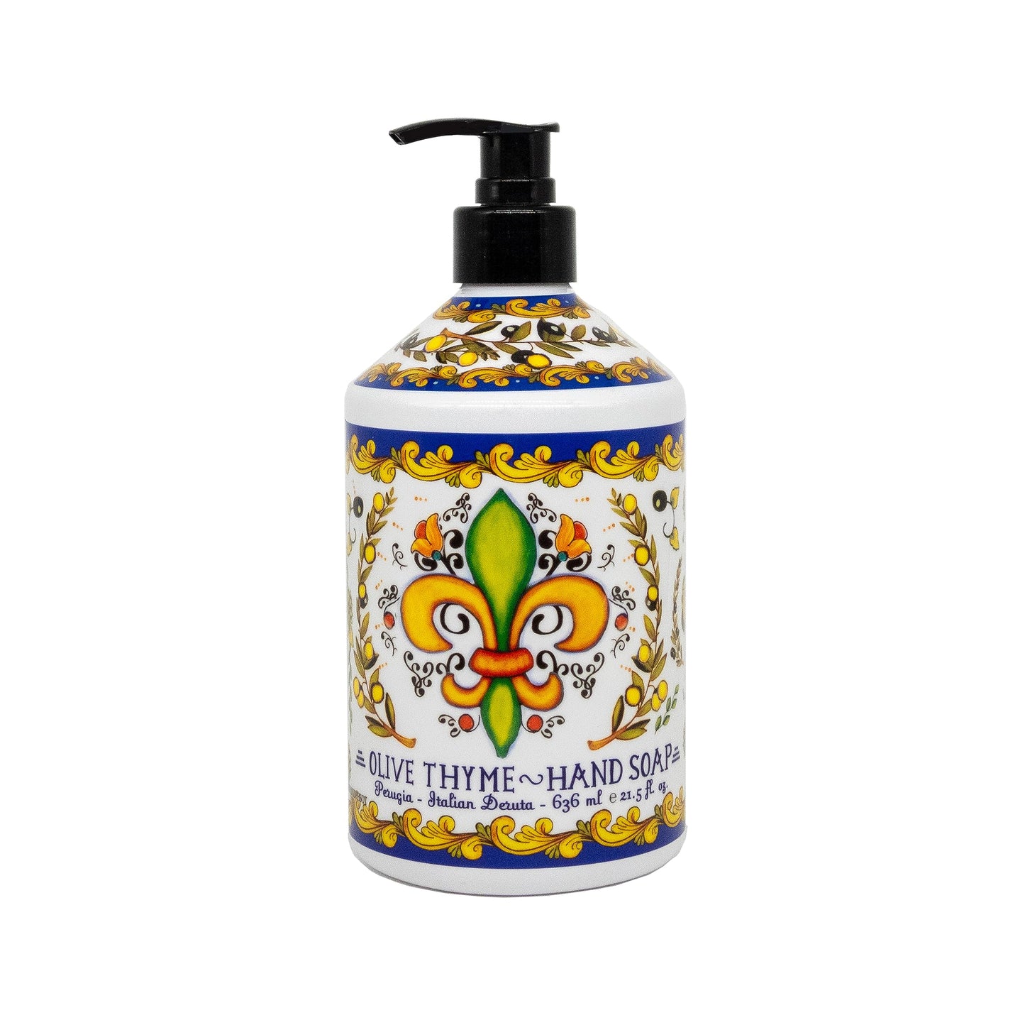 Perugia Italian Deruta Hand Soap - 21.5 fl oz Bottles - 8 pack - Lavendar, Sweet Orange, Lemon Verbana, and Olive Thyme