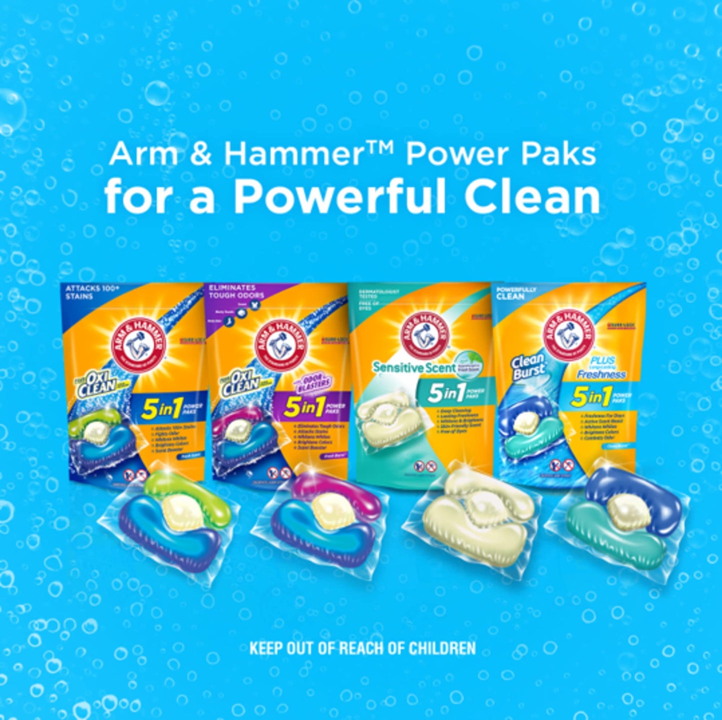 Arm &amp; Hammer Clean Burst 5-in-1 Waschmittel Power Paks, hohe Effizienz (HE), 42 Stück 