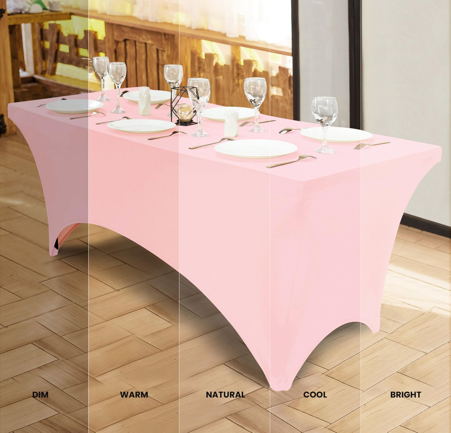 Utopia Kitchen Spandex Tablecloth 2 Pack [8FT, White] Tight, Fitted, Washable and Wrinkle Resistant Stretch Rectangular Patio Table Cover for Event, Wedding, Banquet & Parties [96Lx30Wx30H Inch]