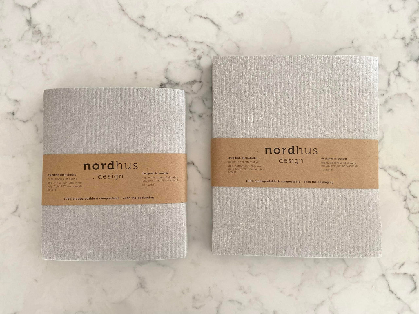 Nordhus Design Swedish Dishcloths for Kitchen, 10 Cloths, Made in Sweden - Reusable, Washable Cellulose Cotton Kitchen Cloths - Replace Paper Towels, Wipes, Sponges, Dish Rags