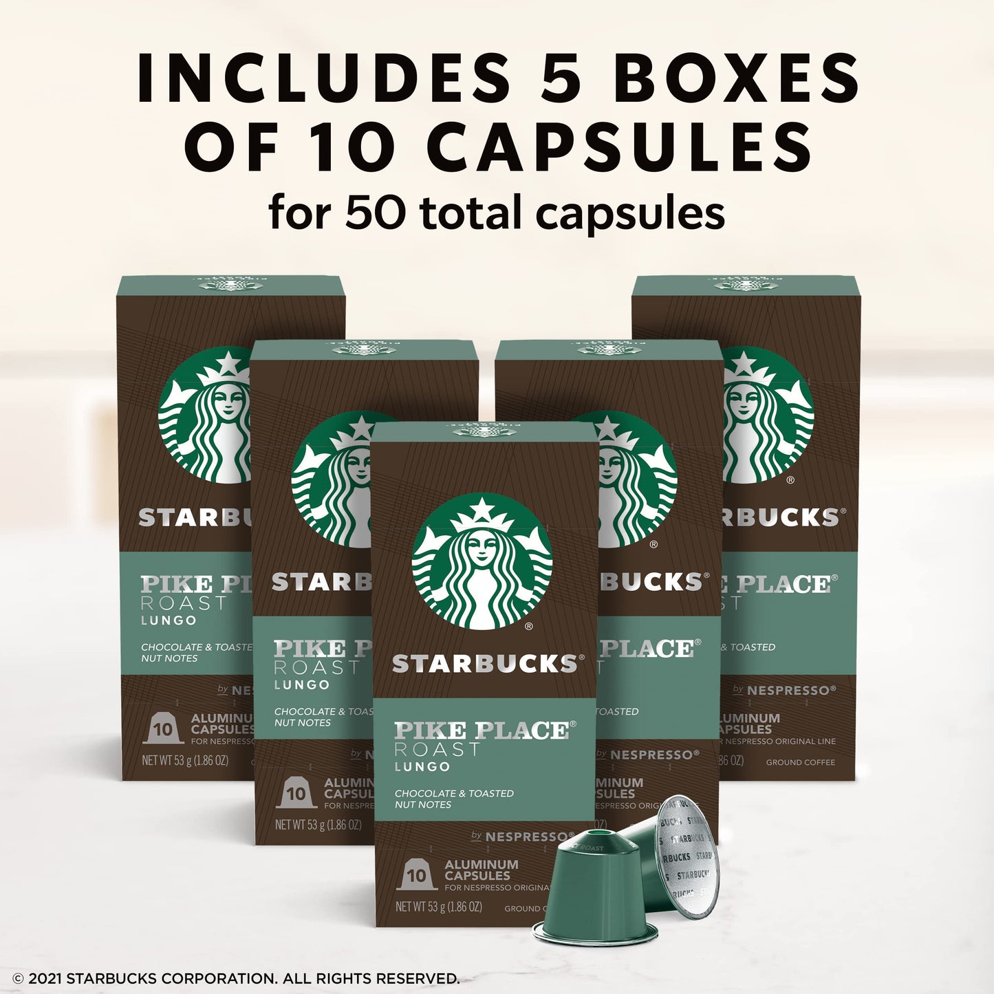 Starbucks by Nespresso Original Line Variety Pack Coffee, 50-count Espresso Pods