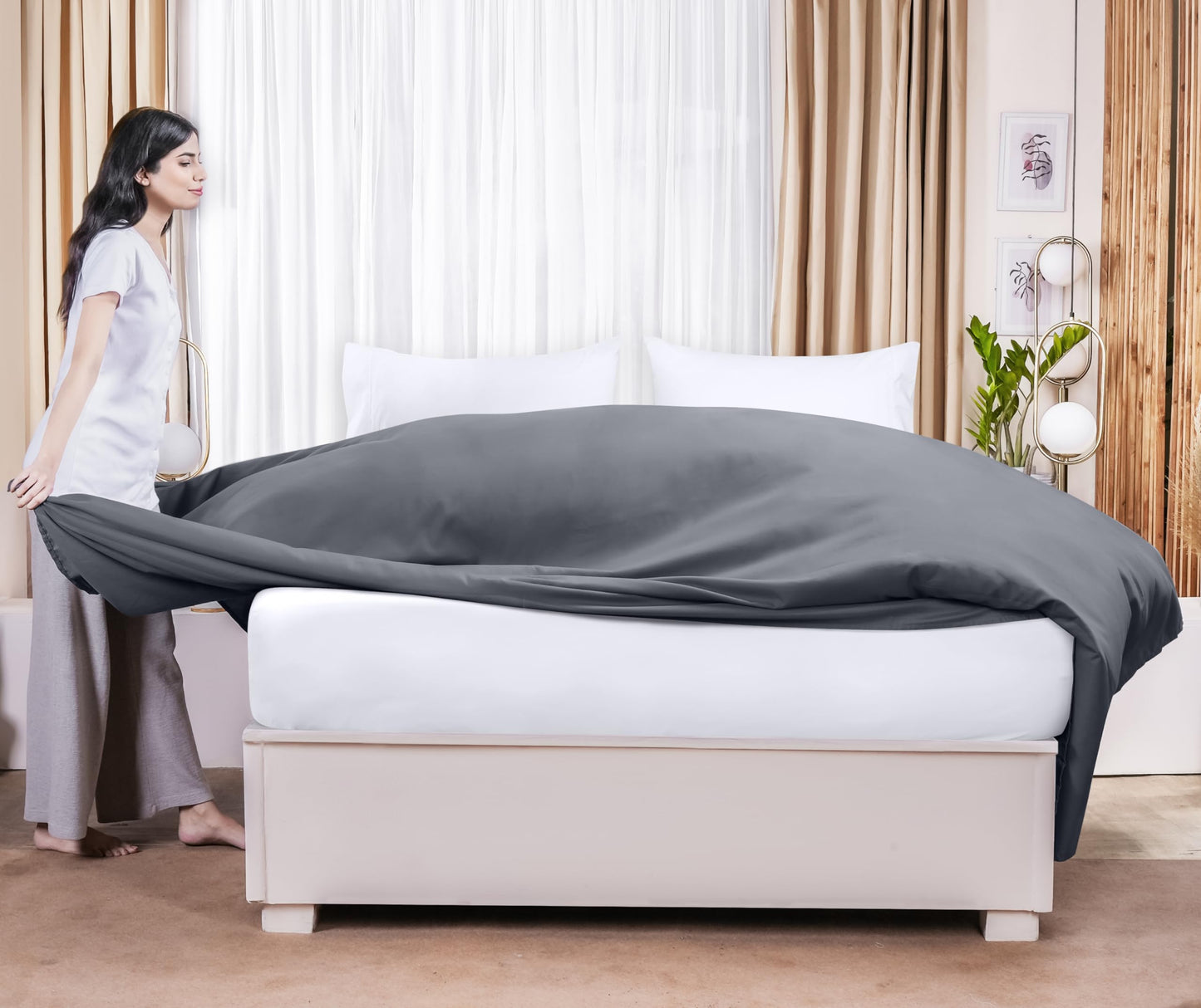 Draps plats Utopia Bedding - Lot de 6 - Tissu en microfibre brossé doux - Draps supérieurs résistants au rétrécissement et à la décoloration - Entretien facile (Queen, Blanc) 