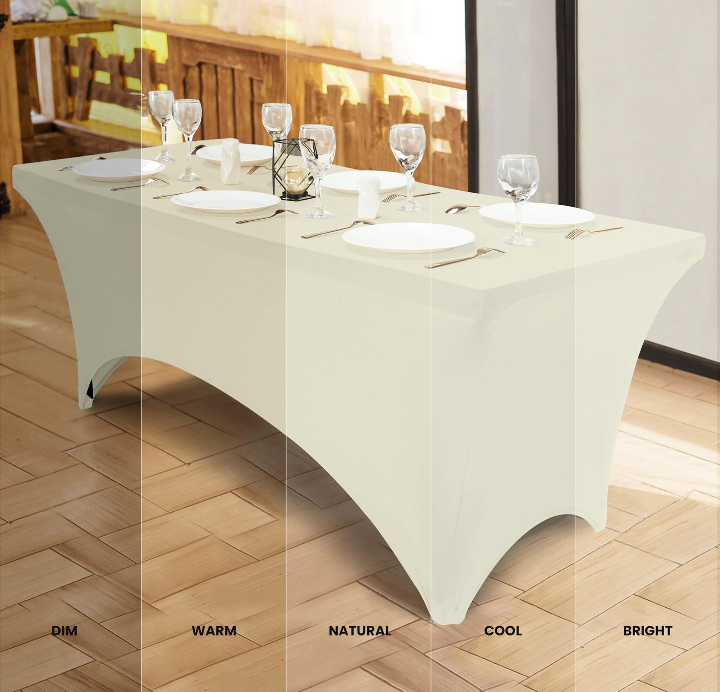 Lot de 2 nappes en élasthanne Utopia Kitchen [2,4 m, blanc] - Housse de table rectangulaire extensible, ajustée, lavable et infroissable - Pour événements, mariages, banquets et fêtes - 248 x 76 x 76 cm 