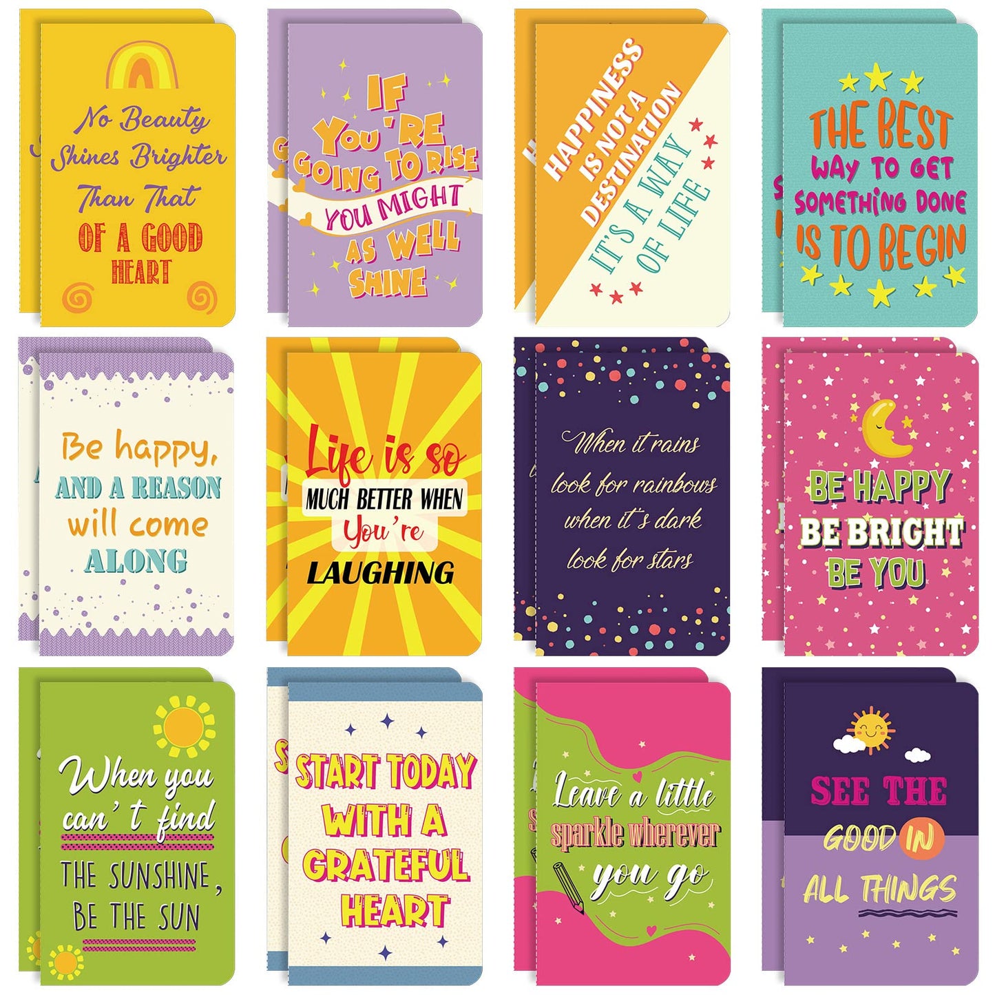 Zonon 24 Pcs Mini Colorful Notebooks Bulk Gifts, Funny Motivational Journals Notepads Inspirational Notepads Small Pocket Notebook Teacher Office Prizes Travel(Motivational Style)