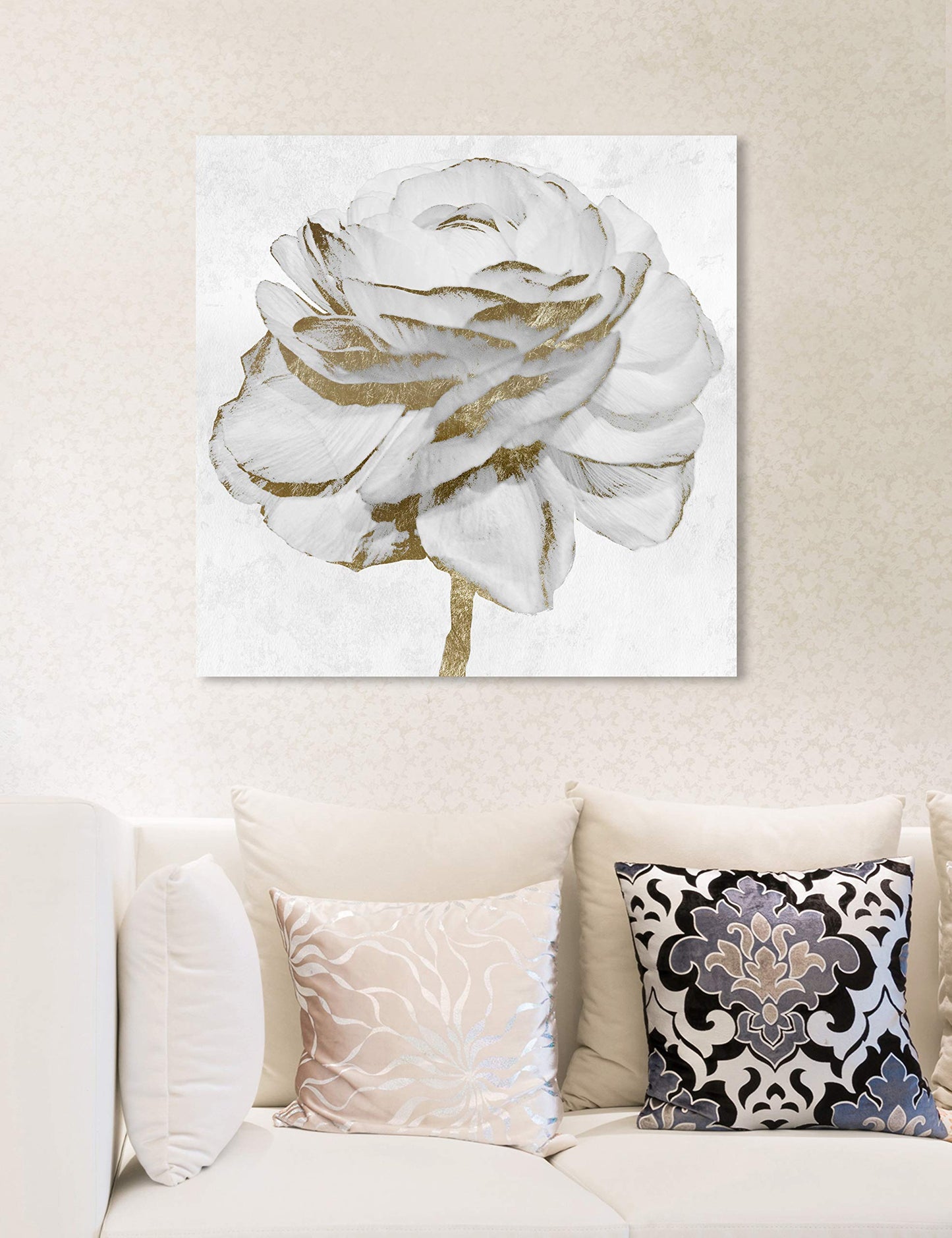 The Oliver Gal Artist Co. Floral Wall Art Canvas Prints 'White Gold Peony'