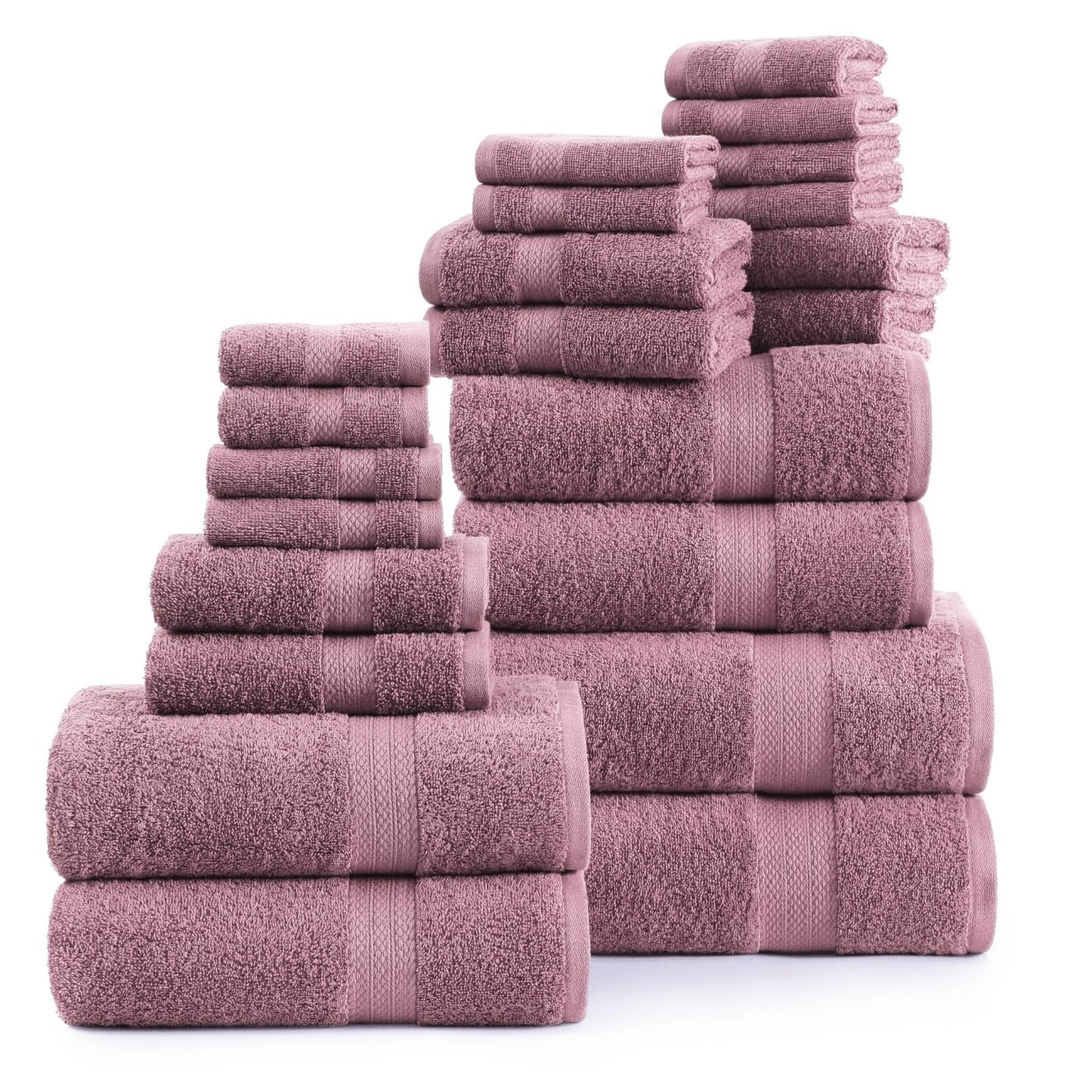 LANE LINEN 24-teiliges Badezimmerhandtuch-Set – 100 % Baumwolle, Badetuch-Sets, 4 Badetücher extragroß, 2 Badelaken, 6 Handtücher fürs Badezimmer, 8 Waschlappen, 4 Fingerkuppen-Handtücher – weiße Handtücher 