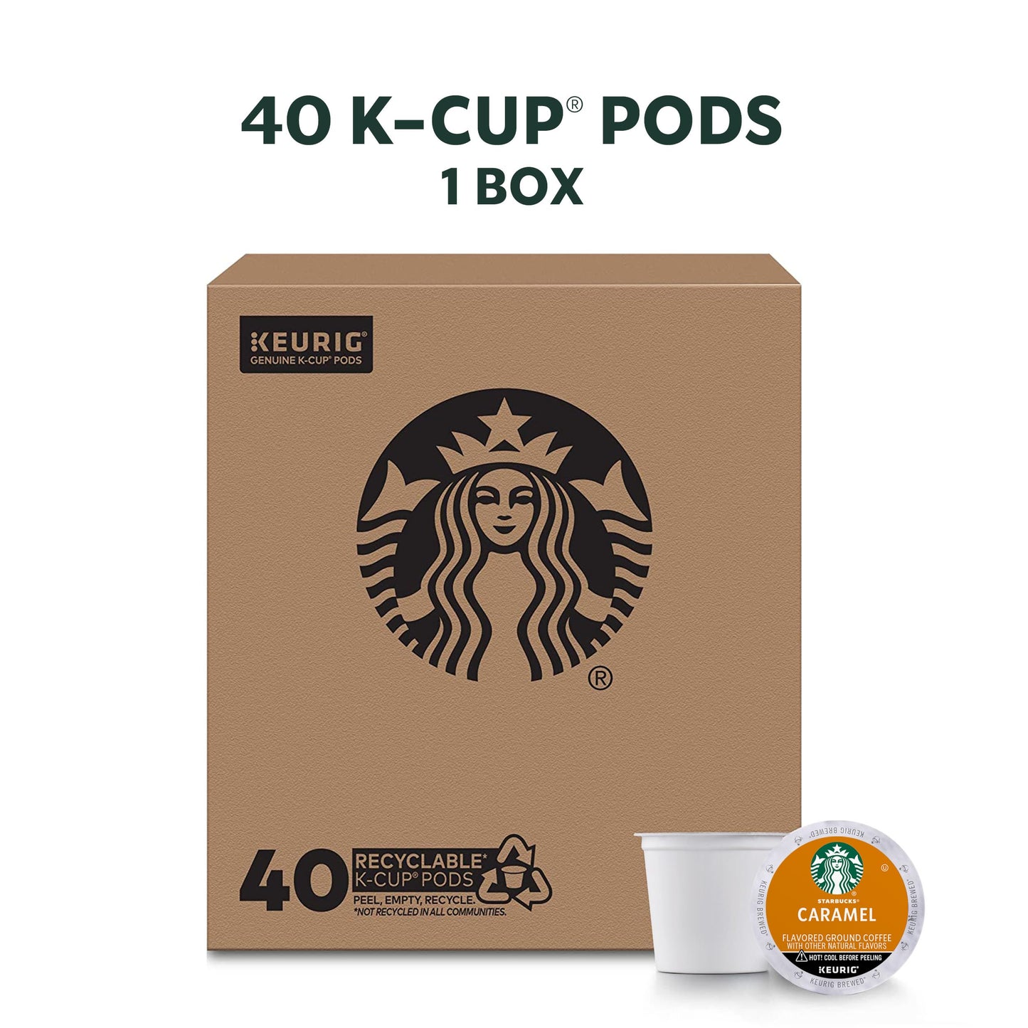 Starbucks K-Cup-Kaffeepads, natürlich aromatisiertes Kaffee-Vielfaltspaket für Keurig-Kaffeemaschinen, 100 % Arabica, 1 Schachtel (40 Pads) 