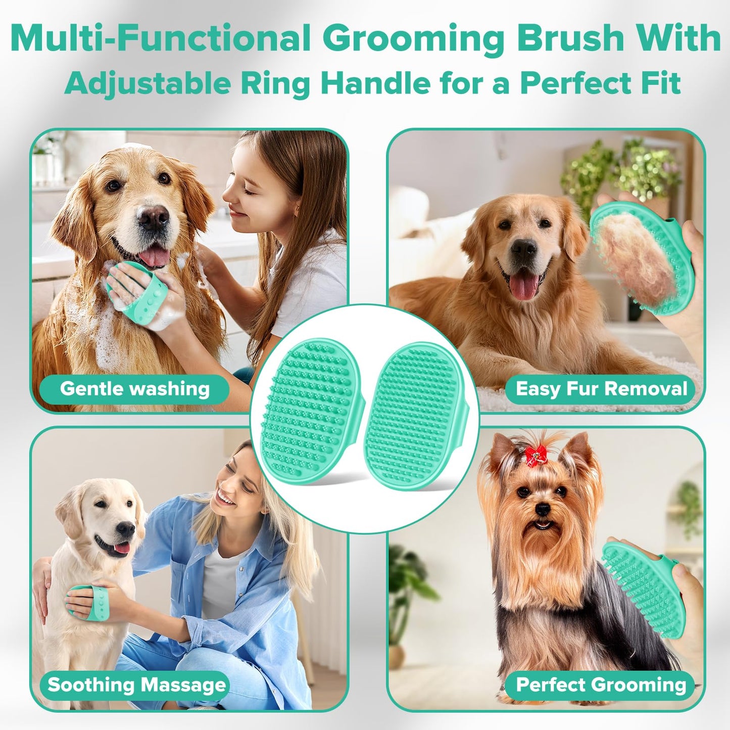 6PCS Pet Grooming Kit for Dogs,Cats and Horses | Dog Washing Gloves | Dog Bath Brush | Dog Bath Gloves | Dog Shampoo Brush | Pet Grooming Gloves | Dog Bath Supplies
