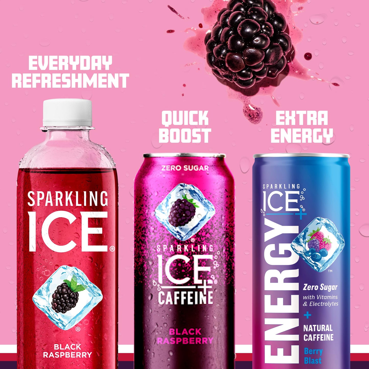 Sparkling Ice, eau pétillante à la cerise noire, eau aromatisée sans sucre, avec vitamines et antioxydants, boisson à faible teneur en calories, bouteilles de 17 fl oz (paquet de 12) 