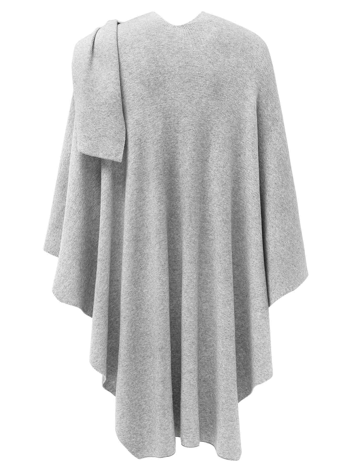 PULI Femmes Grand Poncho Croisé Sur Le Devant Pull Enveloppant Topper Tricoté Élégant Châles Cape pour l'Automne Hiver