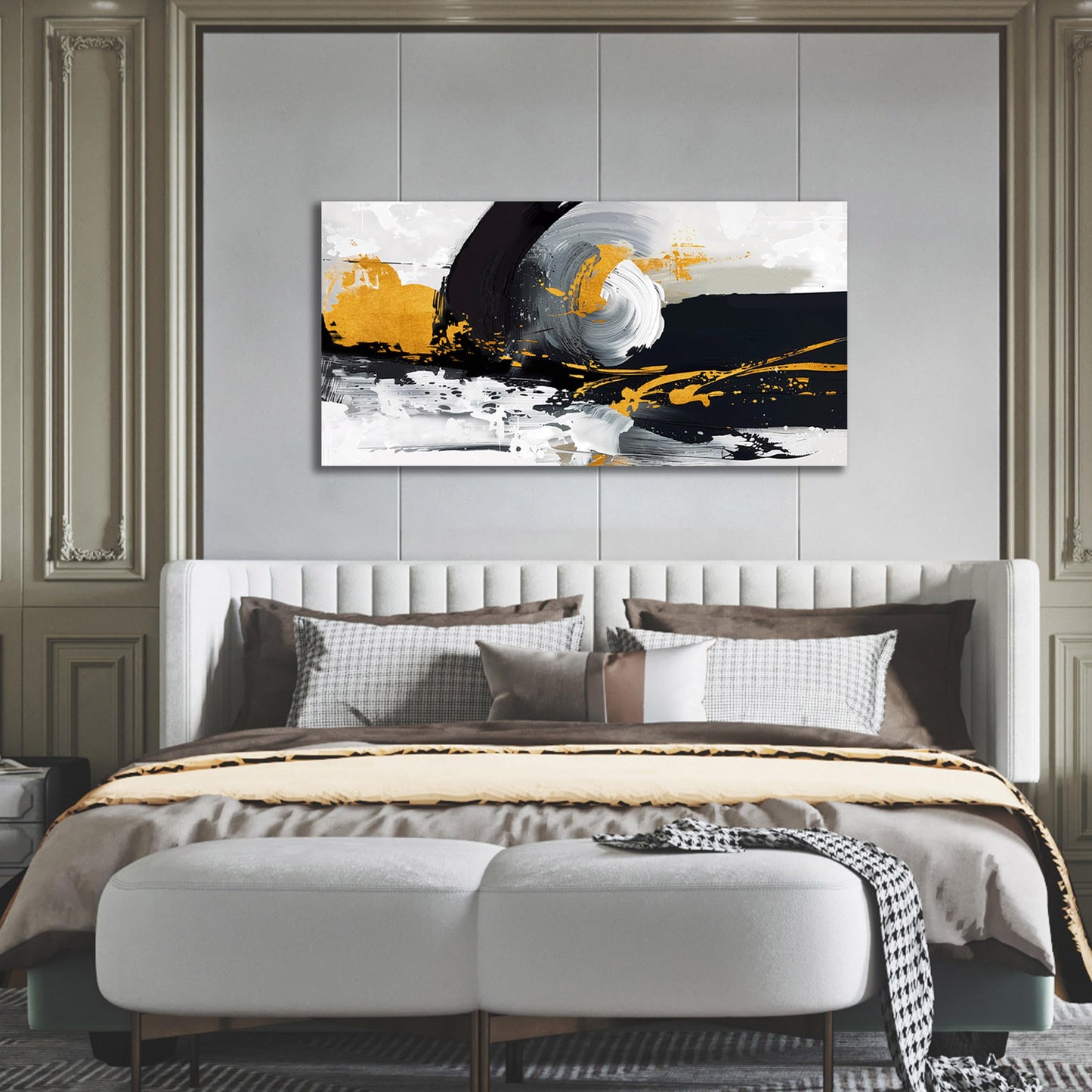 AOZEMI Peintures murales florales Art mural blanc Décorations murales Lotus Grande œuvre d'art moderne 29"x 59" Art pour cuisine hôtel 