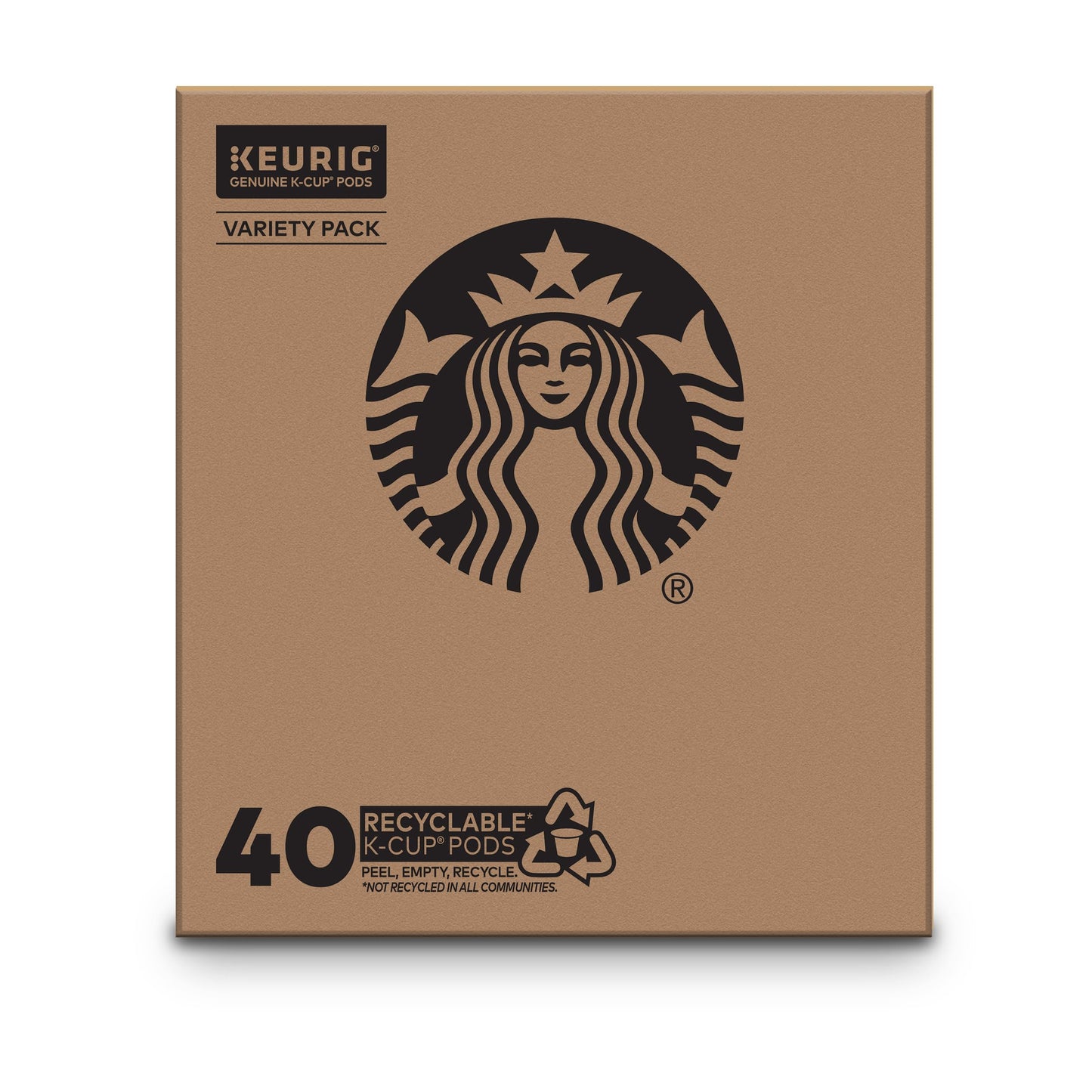 Starbucks K-Cup-Kaffeepads, natürlich aromatisiertes Kaffee-Vielfaltspaket für Keurig-Kaffeemaschinen, 100 % Arabica, 1 Schachtel (40 Pads) 