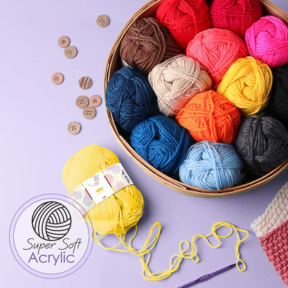 Crochet Kit for Beginners Adults and Kids, Knitting & Crochet Supplies Includes 1500 Yards Assorted Yarn