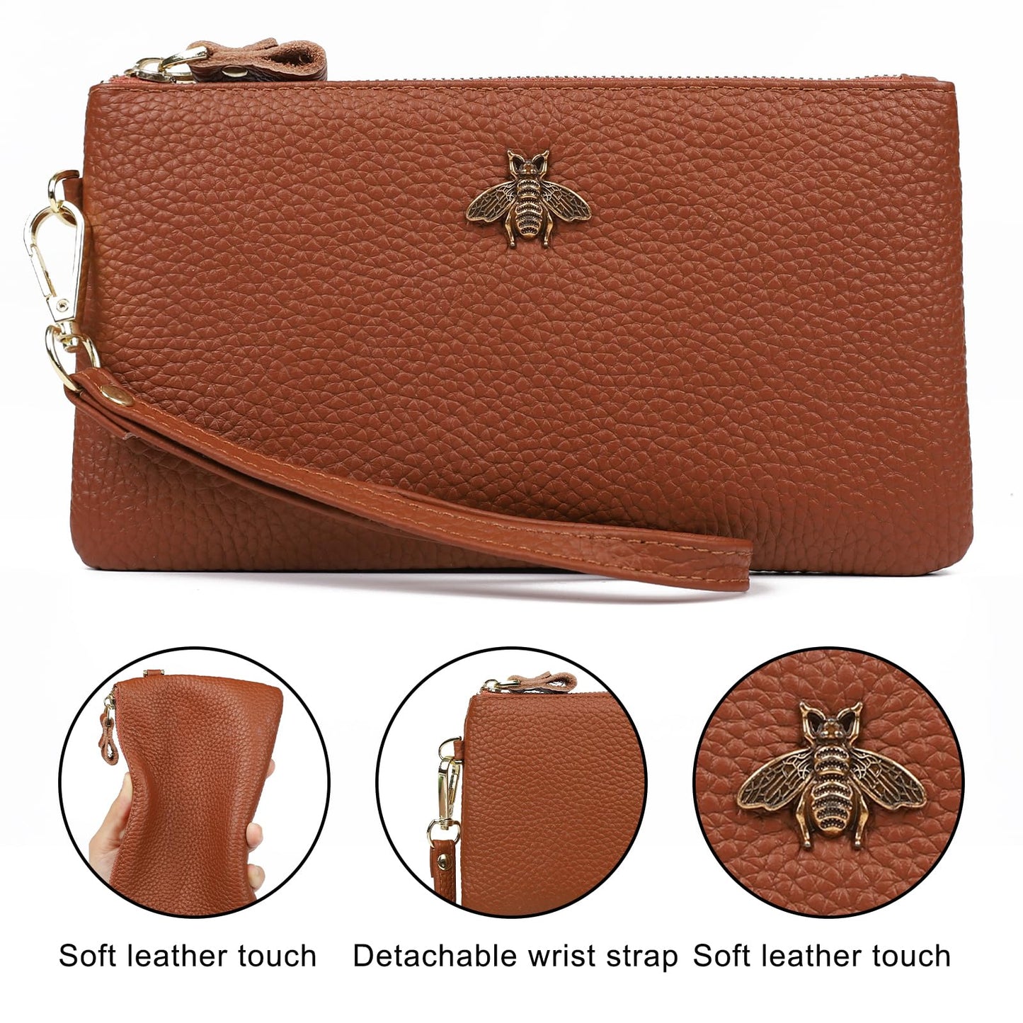 imeetu Damen-Handgelenk-Clutch, Leder, Handy-Geldbörse, Handtasche mit Handschlaufe