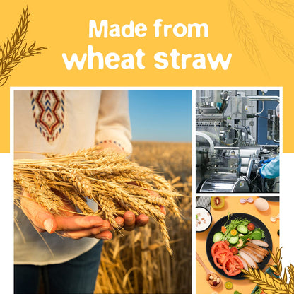Teivio 16-Piece Wheat Straw Dinnerware Set – Grey | Plates, Bowls, Cups, Unbreakable, Service for 4