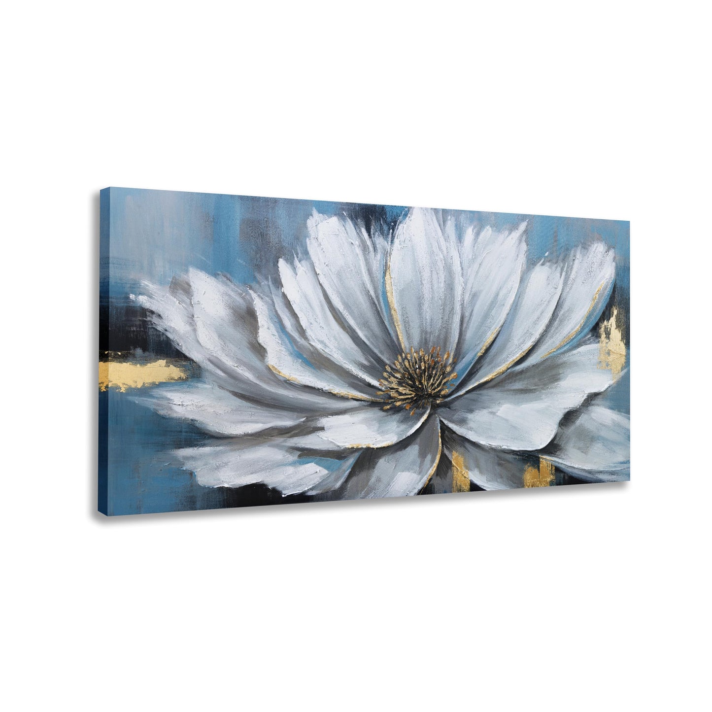 Yuaxker Flower Wall Art White and Gold Floral Canvas Painting Modern Art Wall Decor Botanical Artwork for Living Room Bedroom Dining Room Office Home Decor 20x40 inch