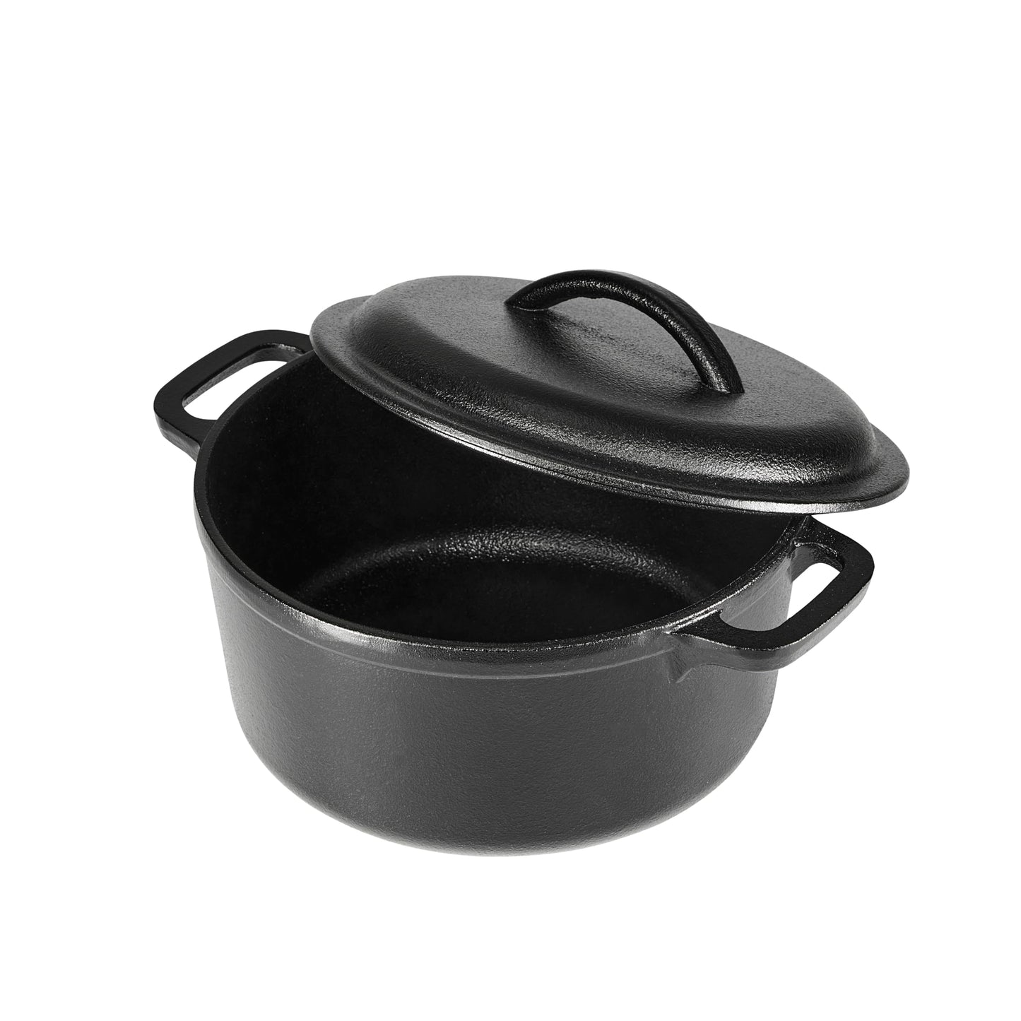 Amazon Basics Round Pre-Seasoned Cast Iron Dutch Oven Pot with Lid and Dual Handles, Heavy-Duty & Large, 7-Quart, Black
