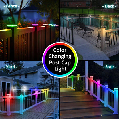 T-SUN Solar Post Cap Lights, 6 Pack – Warm & Cool White, Waterproof, Fits 4x4/5x5/6x6 Posts
