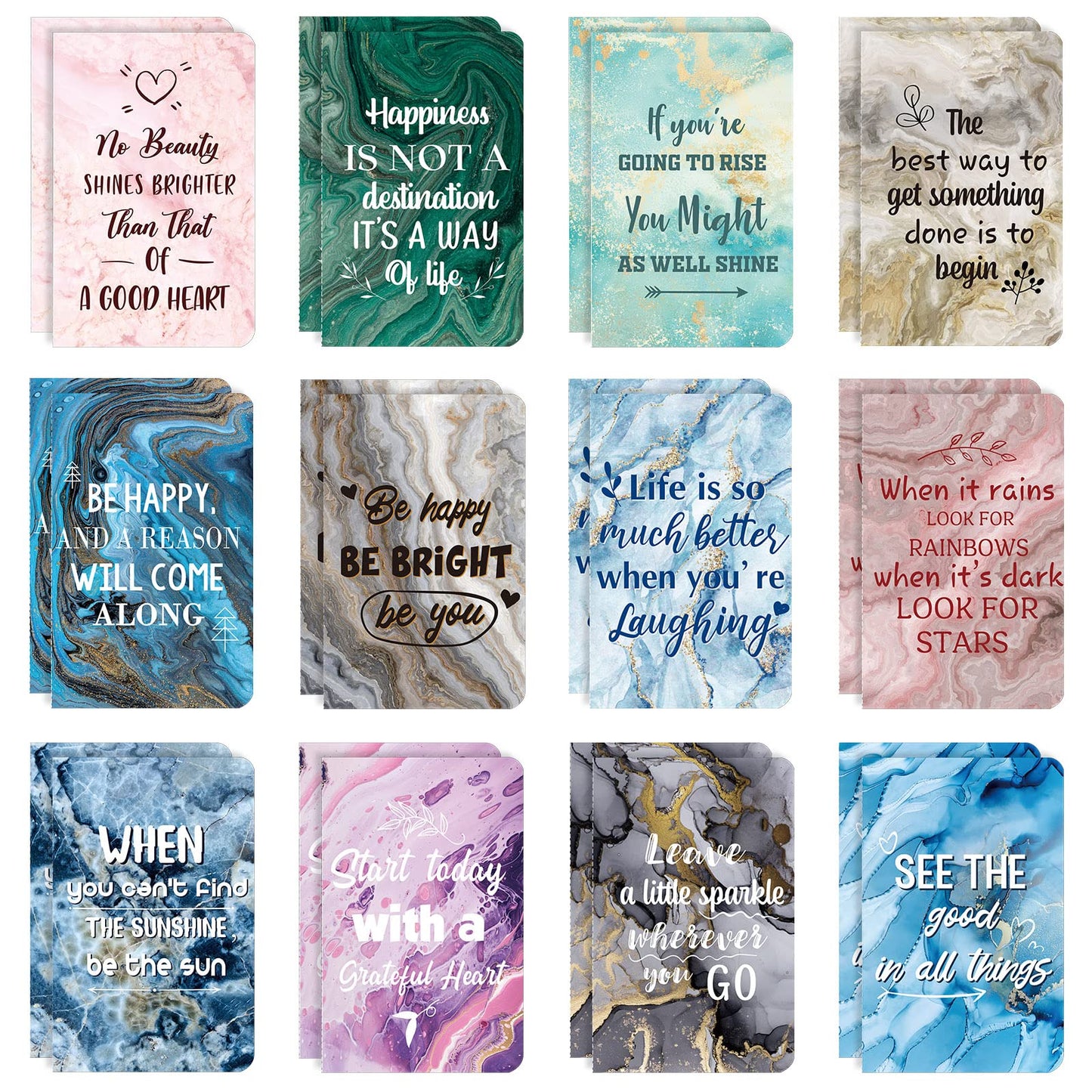Zonon 24 Pcs Mini Colorful Notebooks Bulk Gifts, Funny Motivational Journals Notepads Inspirational Notepads Small Pocket Notebook Teacher Office Prizes Travel(Motivational Style)