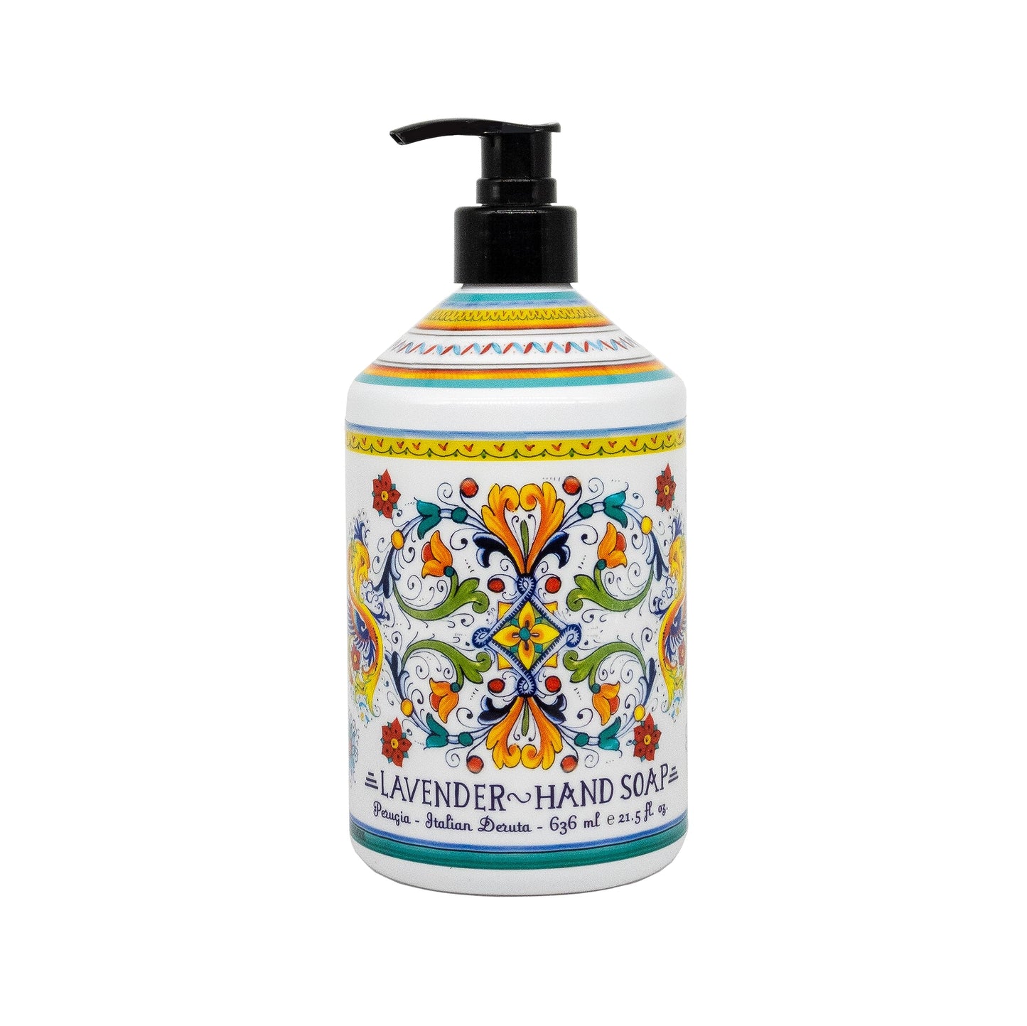 Perugia Italian Deruta Hand Soap - 21.5 fl oz Bottles - 8 pack - Lavendar, Sweet Orange, Lemon Verbana, and Olive Thyme