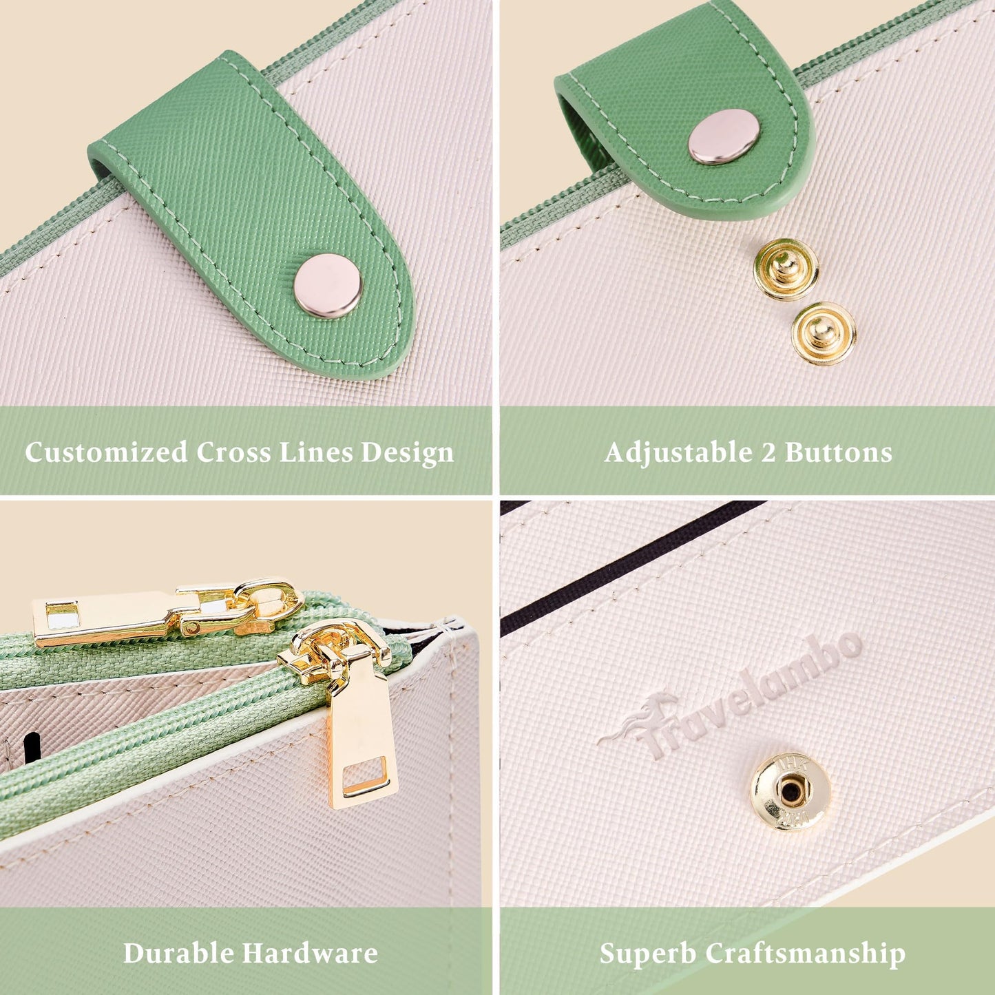 Travelambo RFID Wallet Women Large Size Bifold Multi Card Wallet Case with Zipper Pocke Credit Card Holder for Women