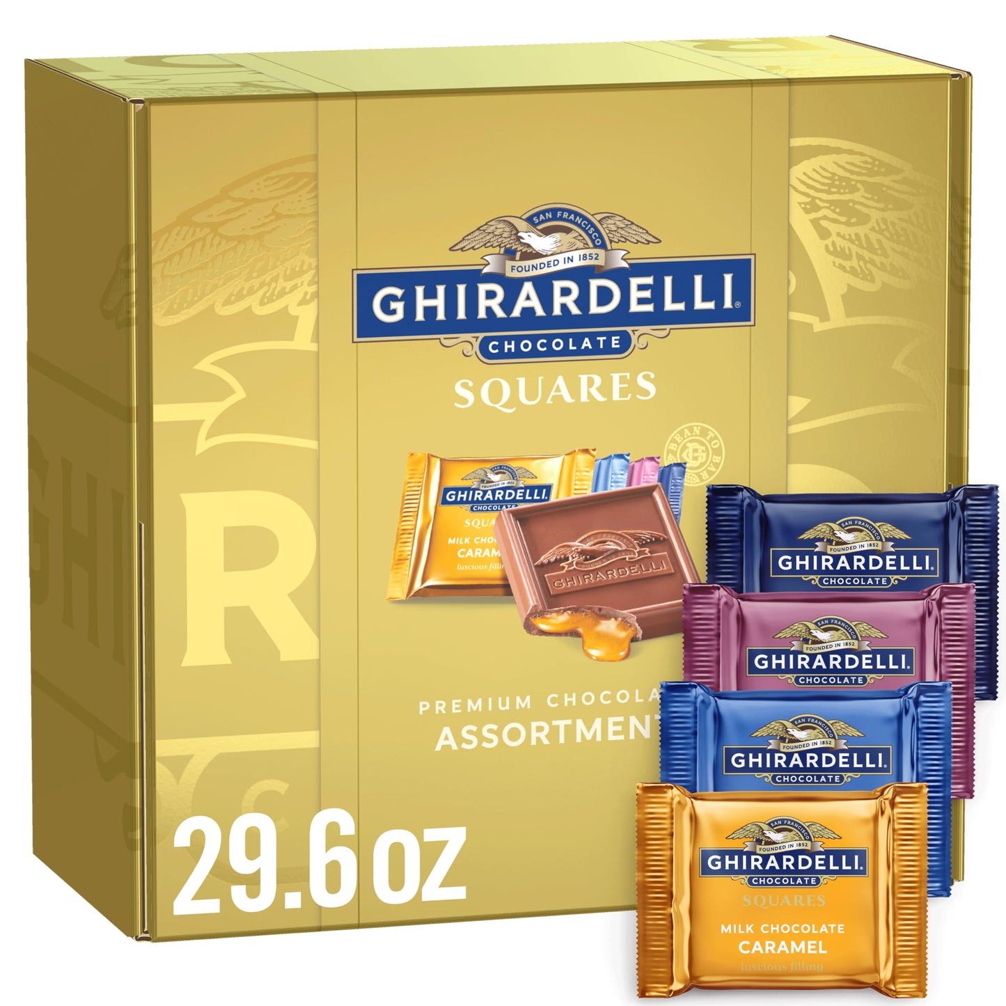 GHIRARDELLI Premium-Schokoladensortiment SQUARES Geschenkbox, 29,6 oz