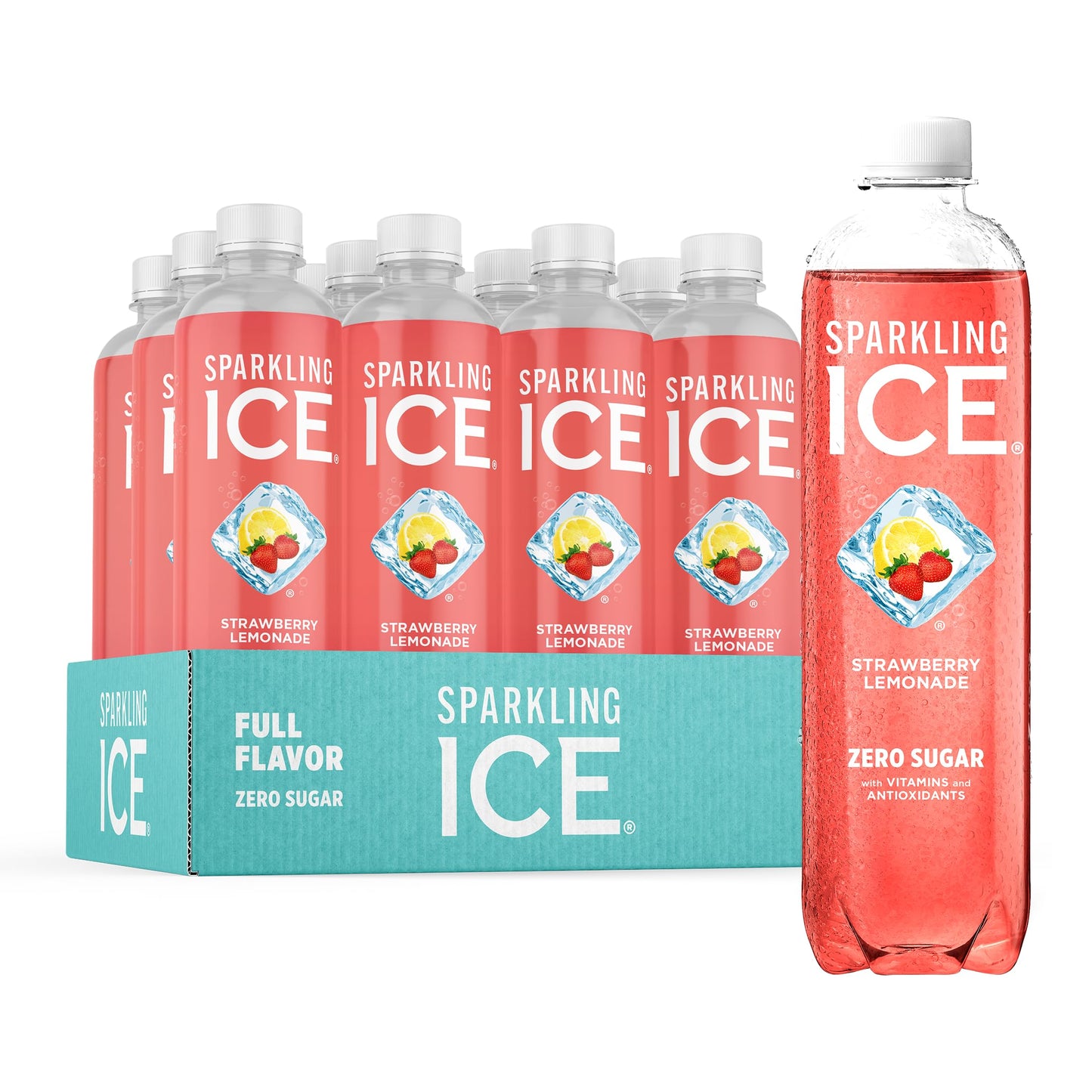 Sparkling Ice, Black Cherry Sparkling Water, Zero Sugar Flavored Water, with Vitamins and Antioxidants, Low Calorie Beverage, 17 fl oz Bottles (Pack of 12)