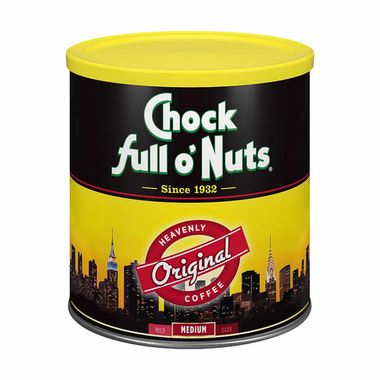 Chock Full o'Nuts Original Roast, gemahlener Kaffee mittlerer Röstung – Gourmet-Kaffeebohnen – sanfter, vollmundiger und gehaltvoller Kaffee (Dose mit 30,5 oz) 