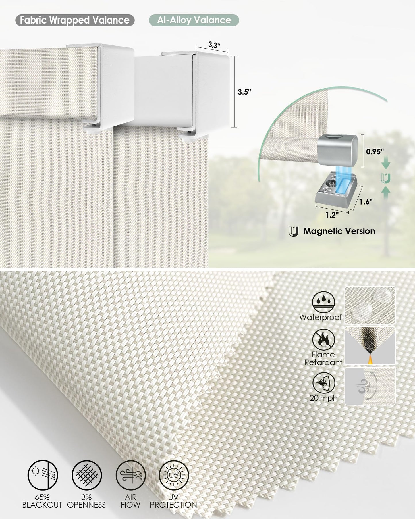 Yoolax Motorisierte Außenrollos, Smart-Jalousien, kompatibel mit Alexa Google, Sonnenschutz mit Fernbedienung, Smart-Jalousien für Veranda, Terrasse, wasserdichte Rollos, individuell anpassbar (3 % Offenheit, Alpine Rock) 