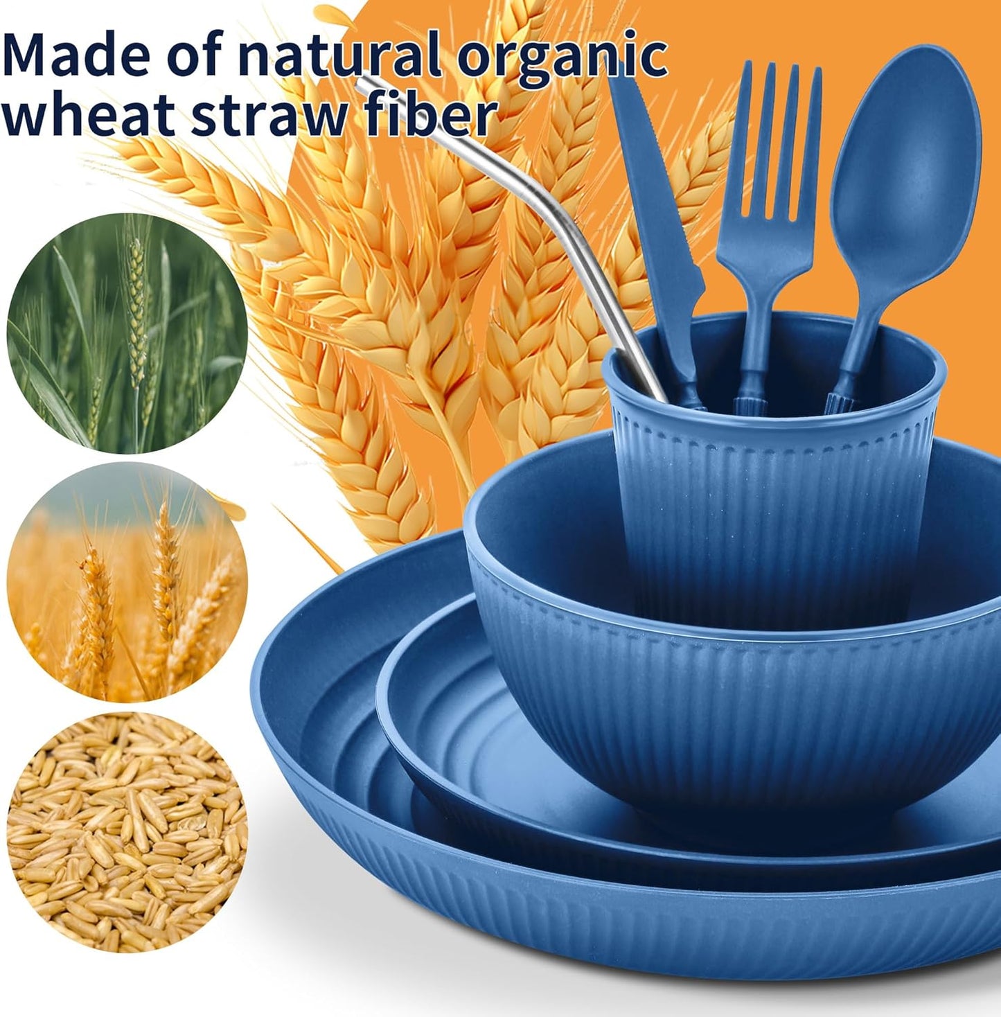 48-Piece Unbreakable Dinnerware Set – Plates, Bowls, Cups & Utensils for 6