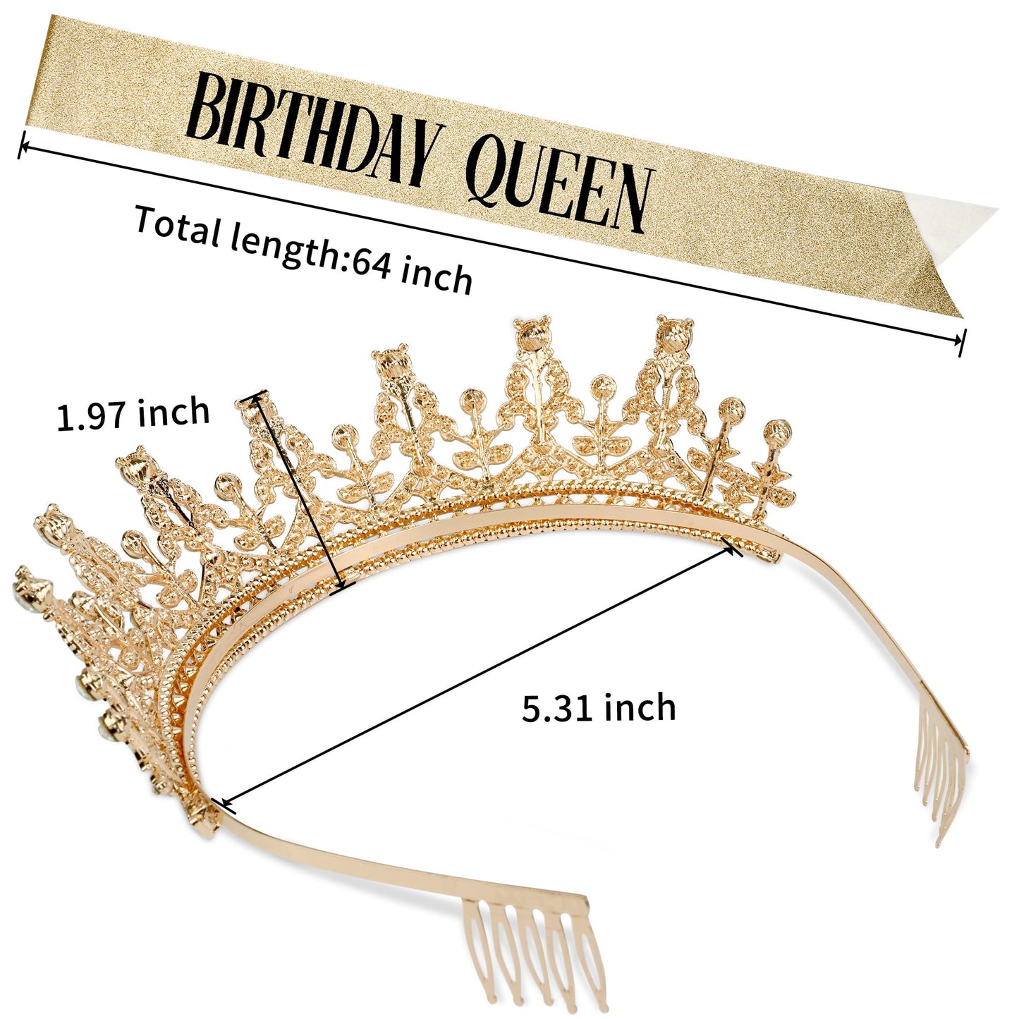 Gold Crown for Women Crystal Princess Tiaras Rhinestone Queen Headband Wedding Bridal Hair Accessories Birthday Prom Pageant Party Coming of Age Ceremony Photo Props