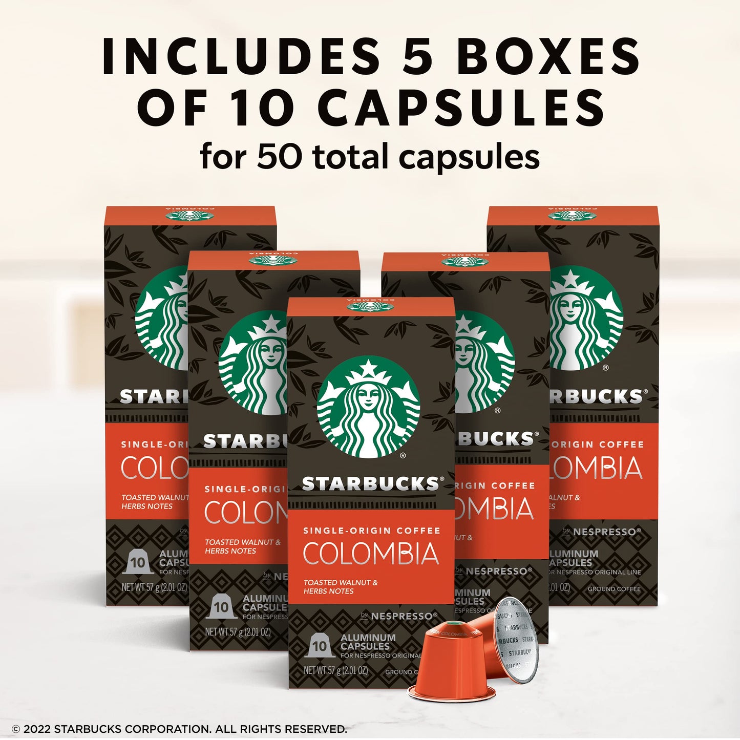 Pack de 50 dosettes de café Starbucks par Nespresso Original Line Variety Pack 