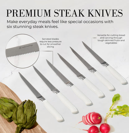 Copper Knife Set with Block - 14 PC Self Sharpening Knife Block Set