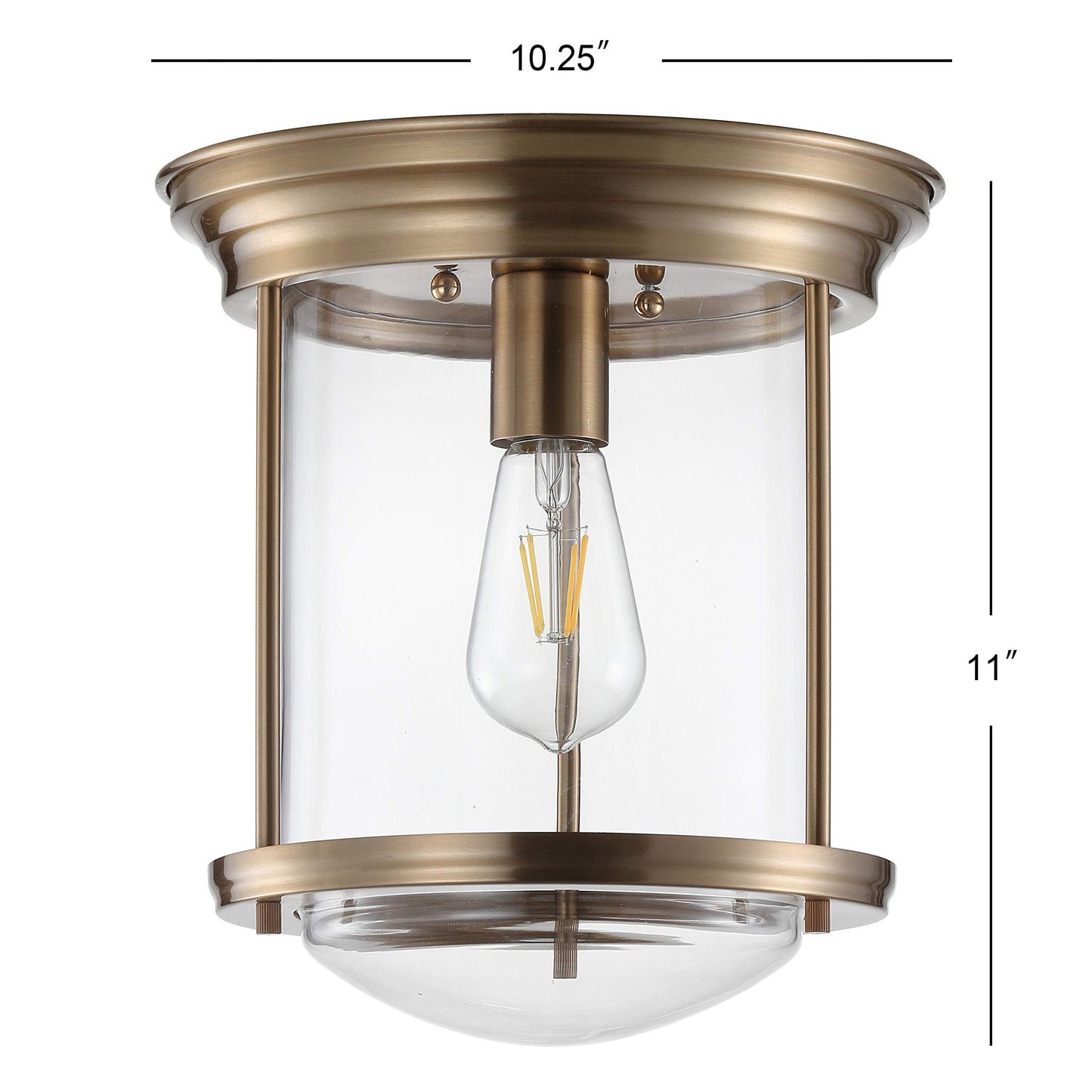 JONATHAN Y JYL7440B Savannah Plafonnier LED en métal/verre de 10,25 po, traditionnel, transitionnel, à intensité variable, lumière chaude et confortable de 2 700 K, pour cuisine, couloir, salle de bain, cage d'escalier, bronze huilé 